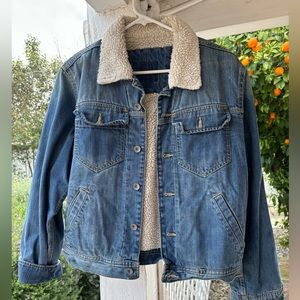 Denim Jean Sherpa Trucker Jeans Jacket Vintage Boho